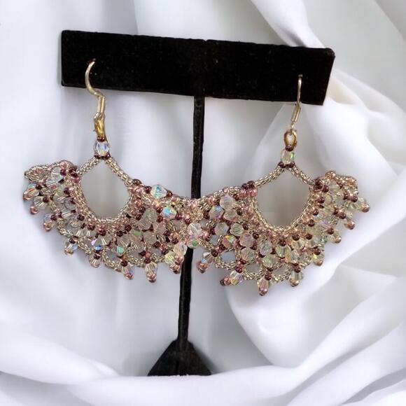 Handmade/Beaded Cleopatra Style Swarovski Crystal Parue 925 4 Piece Jewelry Set - Picture 2 of 2
